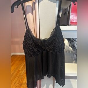 Cotton Candy Elegant Black Ruffle Camisole